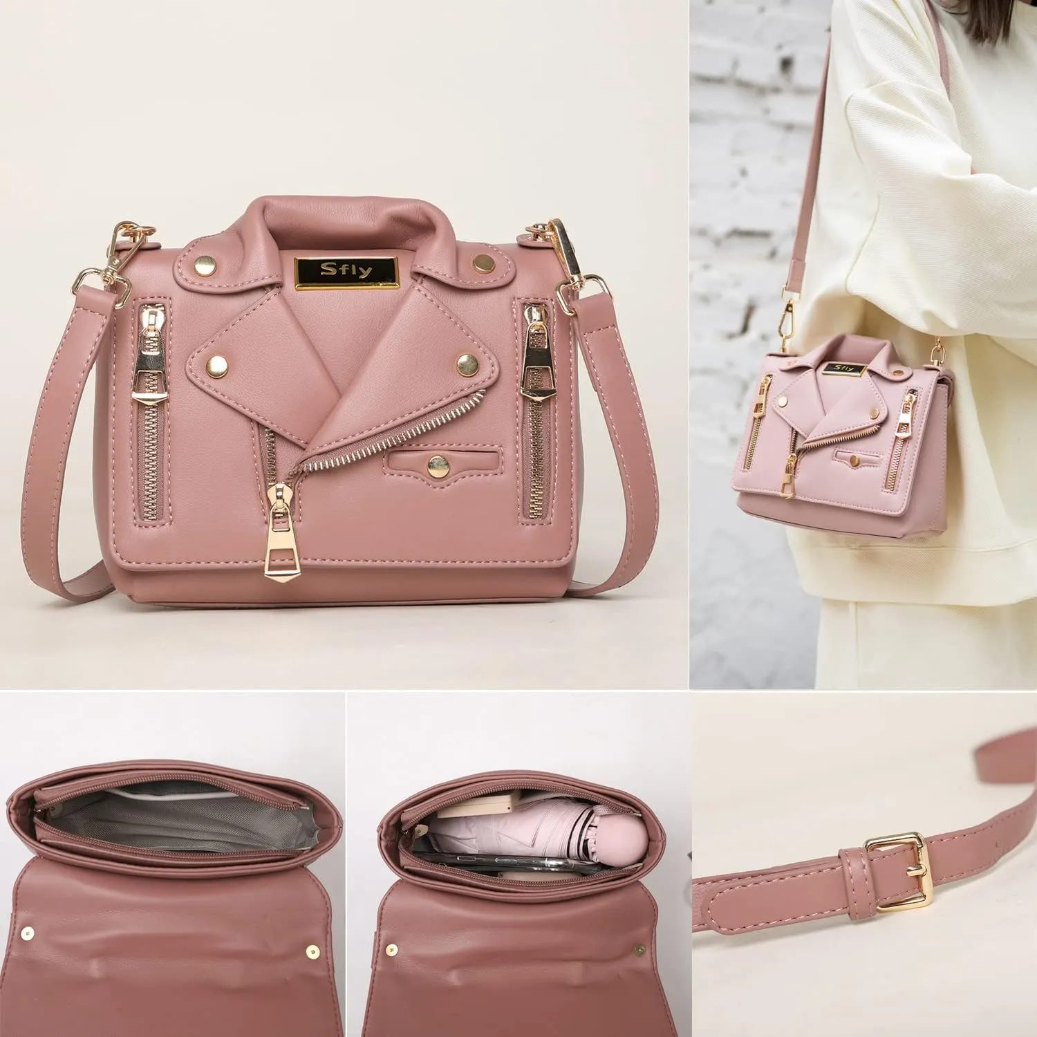 Women Satchel Chain Strap Shoulder Bag Leather Crossbody Handbags Ladies Evening Clutch Purse Unique Cute Jacket Bag
