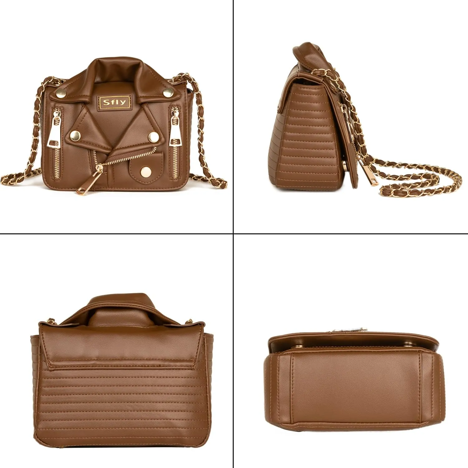 Women Satchel Chain Strap Shoulder Bag Leather Crossbody Handbags Ladies Evening Clutch Purse Unique Cute Jacket Bag