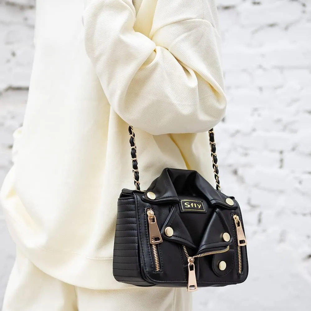 Women Satchel Chain Strap Shoulder Bag Leather Crossbody Handbags Ladies Evening Clutch Purse Unique Cute Jacket Bag