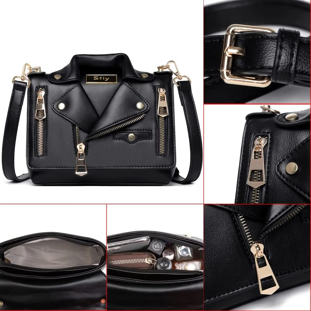 Women Satchel Chain Strap Shoulder Bag Leather Crossbody Handbags Ladies Evening Clutch Purse Unique Cute Jacket Bag
