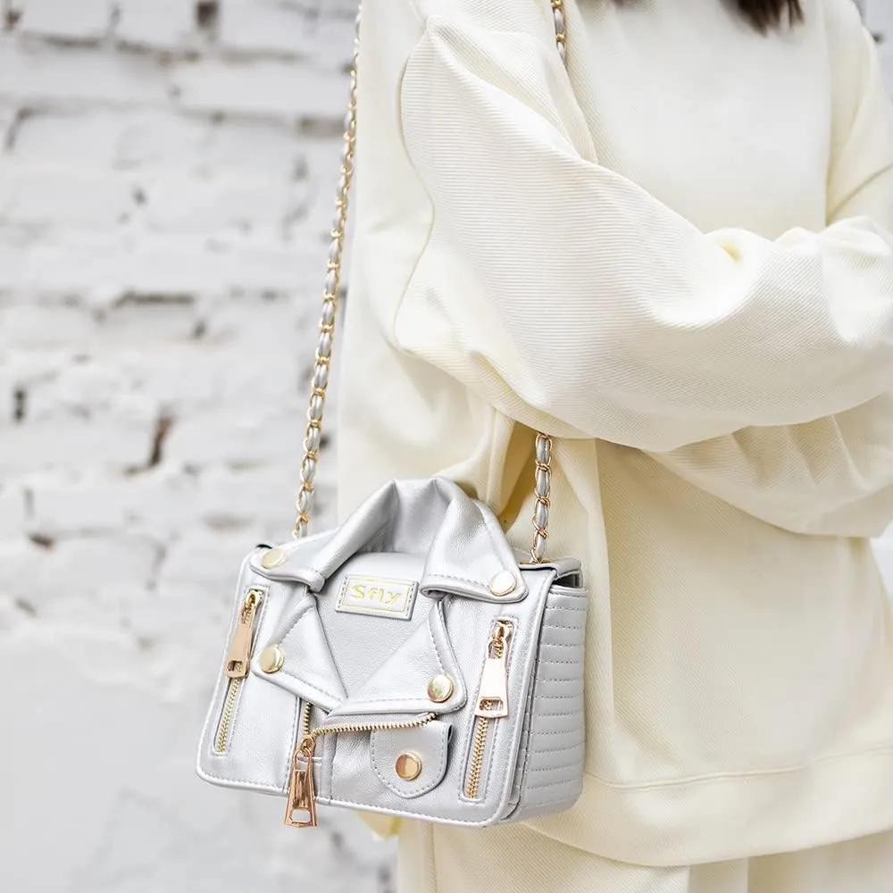 Women Satchel Chain Strap Shoulder Bag Leather Crossbody Handbags Ladies Evening Clutch Purse Unique Cute Jacket Bag