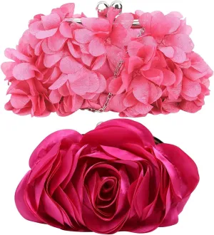Women's Clutch Evening Bag Floret Wallet Chain With Rose Clutch Detachable Chain. Weddings, Galas Parties, Dance Parties