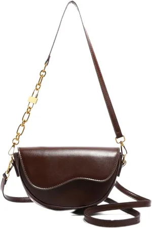 Women's Crossbody Saddle Bag - Artistic Minimalist Commuter Handheld Leather Bag
