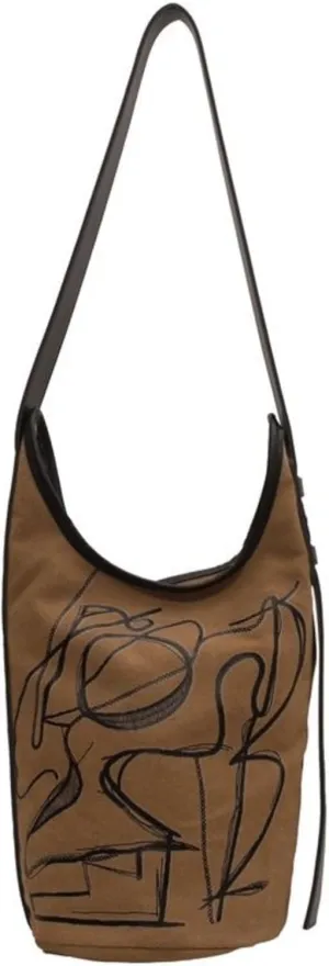 Women's Fashion Canvas Hobo Bag, Stylish Crossbody Bucket Bag with Colorful Patchwork Design, Spacious Capacity