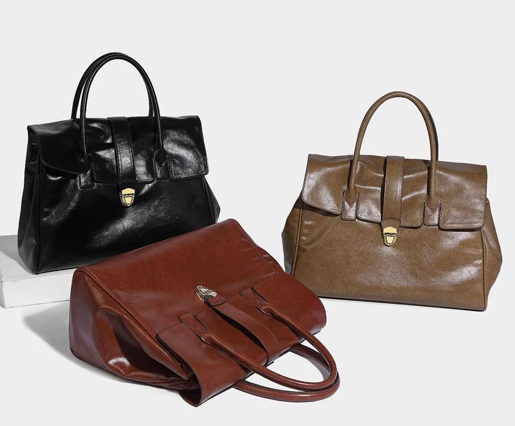 Womens Fashion Tote Bag Large Vegan Leather Handbag Vintage Shoulder Purse Ladies Working Satchels Briefcase