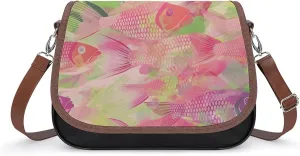 Women's Handbag Colorful Fish Patterns Satchel Bag Leather Crossbody Bag Waterproof Messenger Bag