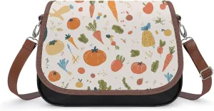 Women's Handbag Colorful Fruits Pattern Satchel Bag Leather Crossbody Bag Waterproof Messenger Bag