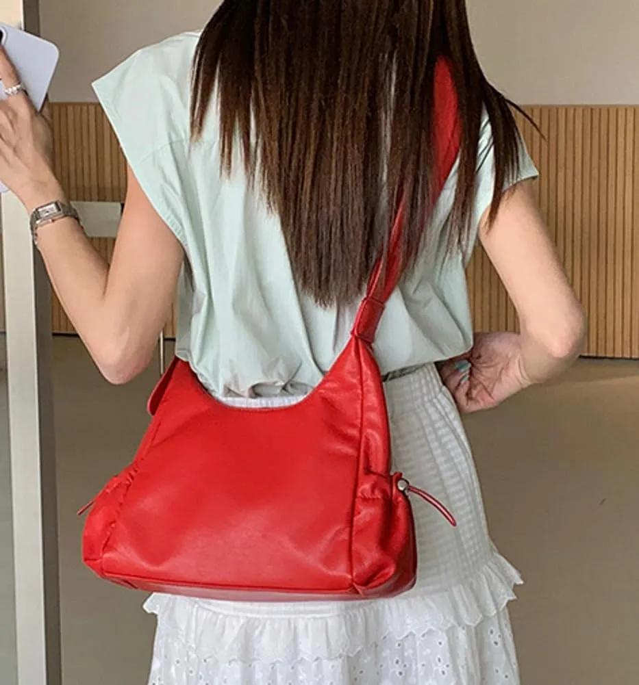 Women's Handbag PU Leather Shoulder Tote Bag Glossy Handle Underarm Purse Satchels 2024