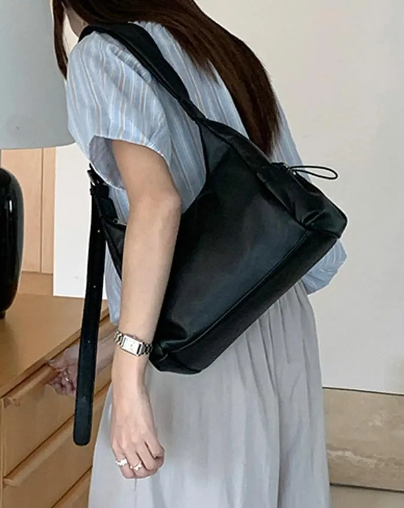 Women's Handbag PU Leather Shoulder Tote Bag Glossy Handle Underarm Purse Satchels 2024