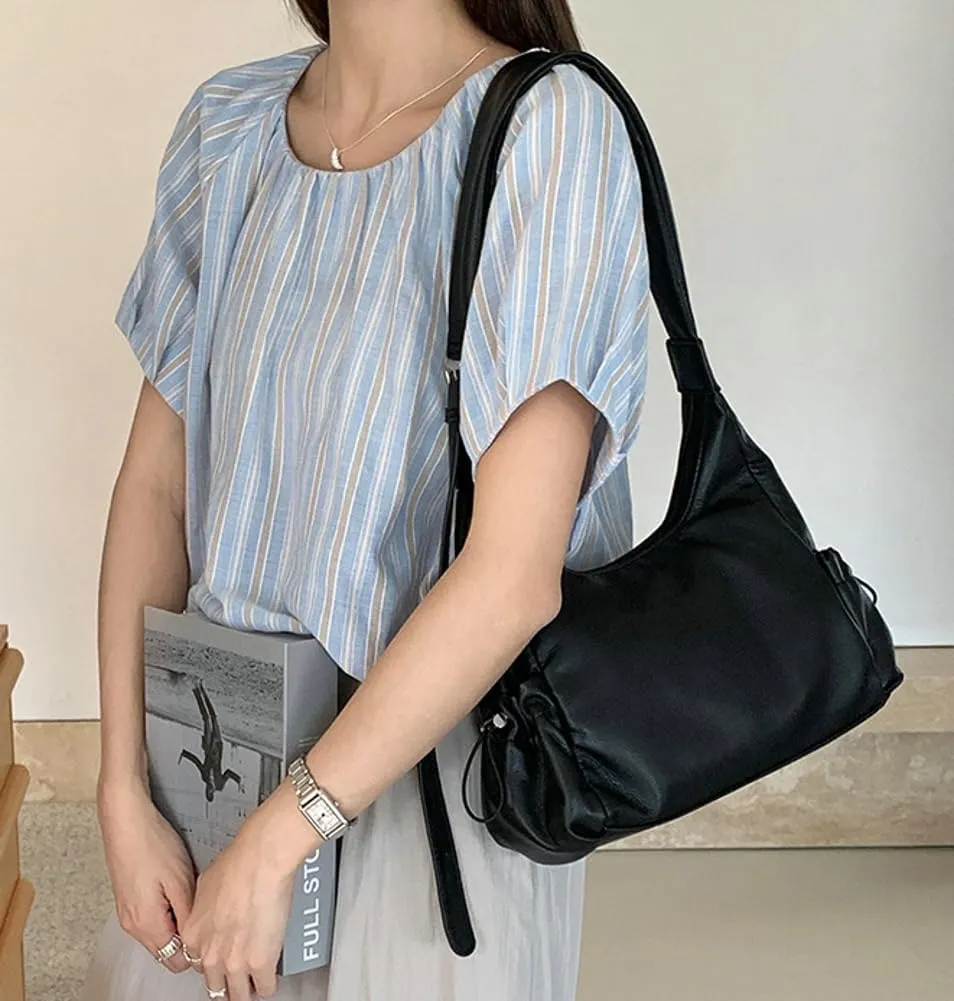 Women's Handbag PU Leather Shoulder Tote Bag Glossy Handle Underarm Purse Satchels 2024