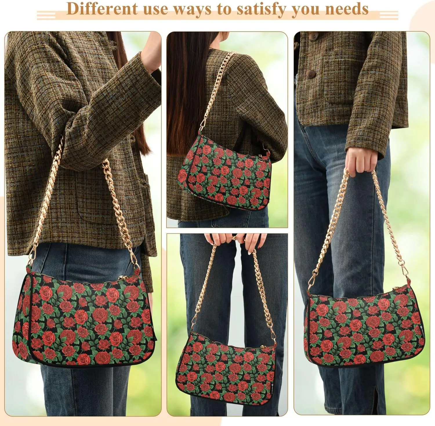 Women's Handbags Tote Crossbody Bag Stylish Purse Ladies Shoulder Bag Handbag Red Lipstick Kiss Crescent Bag