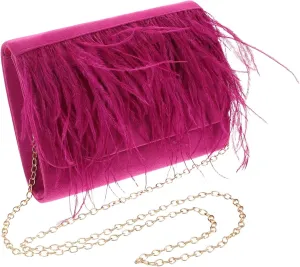 Women's Plush Bag Tri-fold Evening Bag Crossbody Clutch Purse for Banquet Prom Wedding