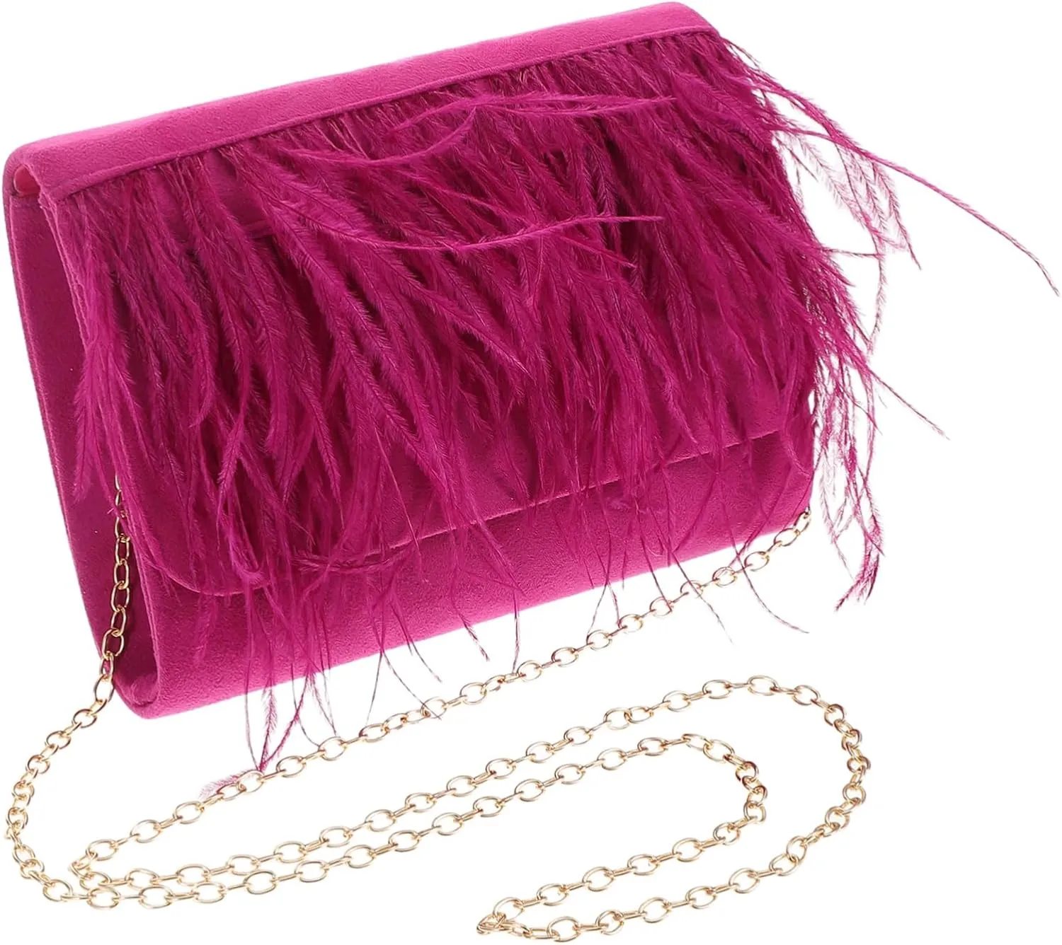 Women's Plush Bag Tri-fold Evening Bag Crossbody Clutch Purse for Banquet Prom Wedding