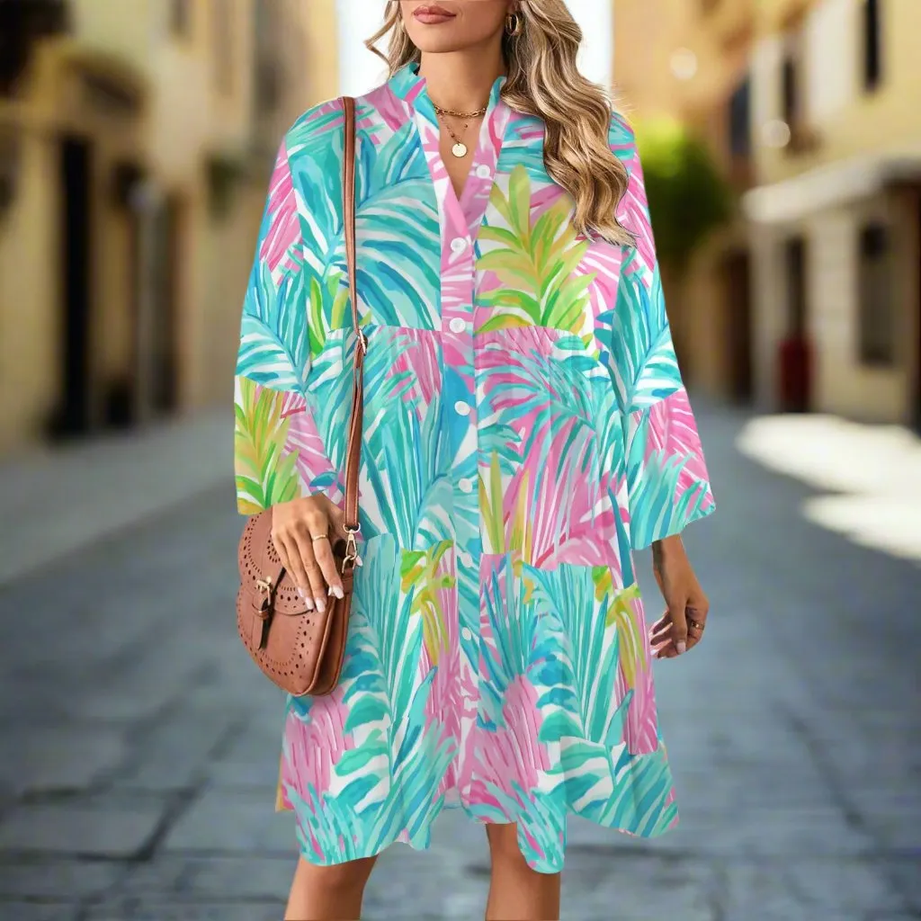 Women's Resort Knee-Length Tunic Dress, Los Cabos Tropical Floral