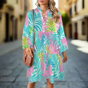 Women's Resort Knee-Length Tunic Dress, Los Cabos Tropical Floral