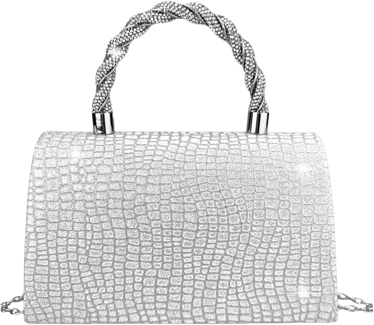 Women's Rhinestone Evening Bag Glitter Clutch Purses Crystal Pearl Party Handbags with Chain