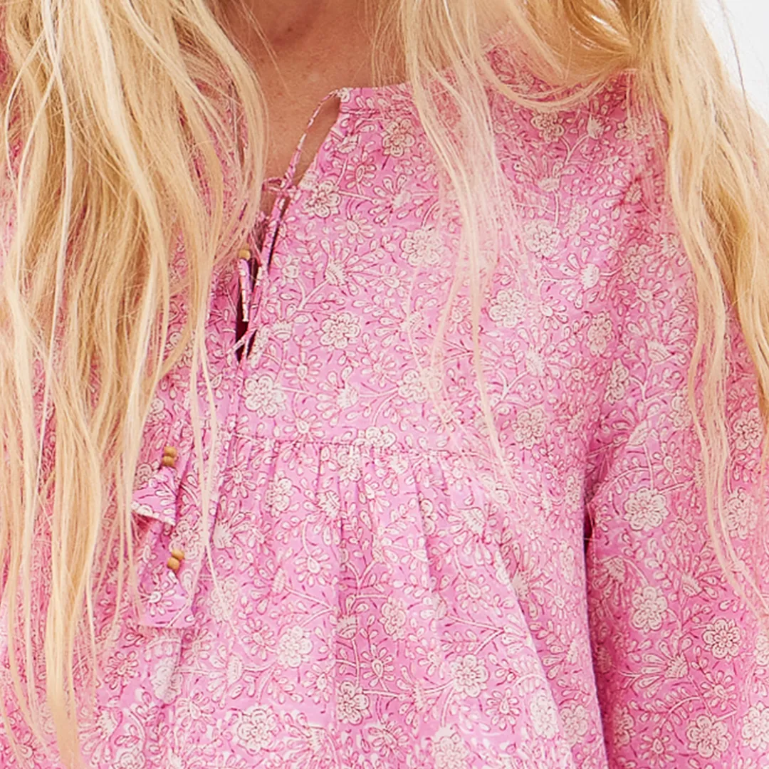 Womens Short Indira Dress - Pink Garden