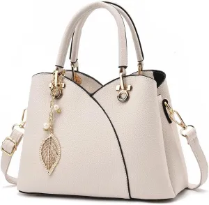 Women's Triple Zip Compartments Handbag Fashion Tote Bag Fashion Ladies Satchel Shoulder Top Handle Bag Work