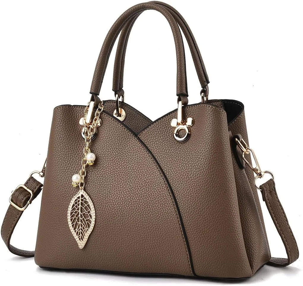 Women's Triple Zip Compartments Handbag Fashion Tote Bag Fashion Ladies Satchel Shoulder Top Handle Bag Work