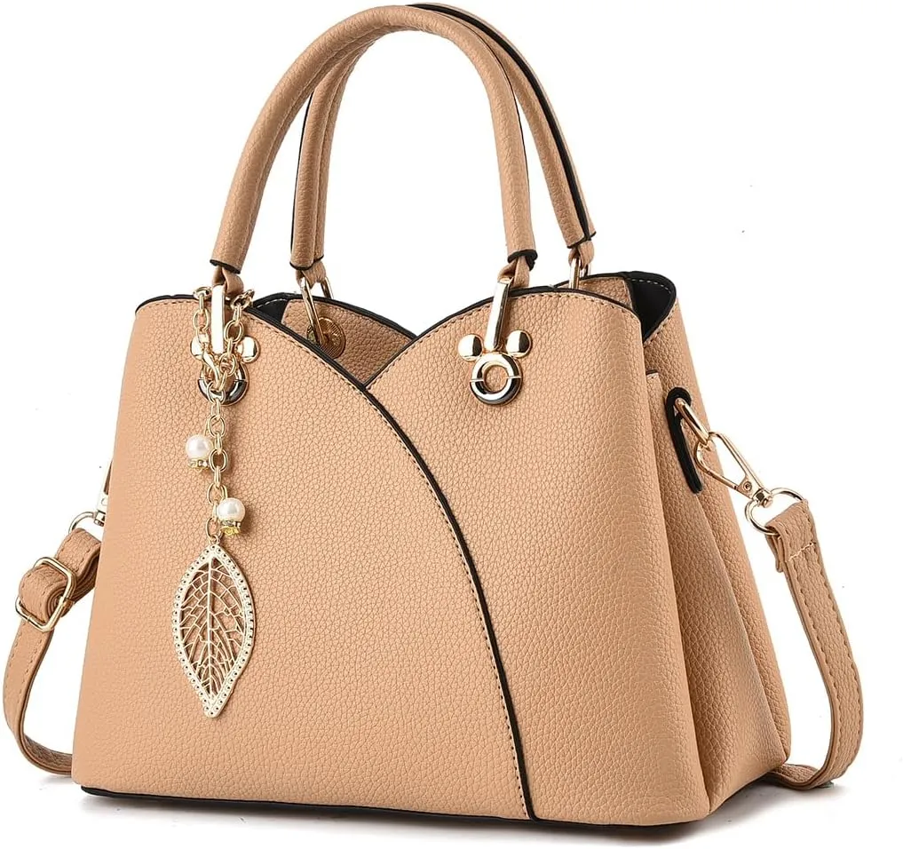 Women's Triple Zip Compartments Handbag Fashion Tote Bag Fashion Ladies Satchel Shoulder Top Handle Bag Work