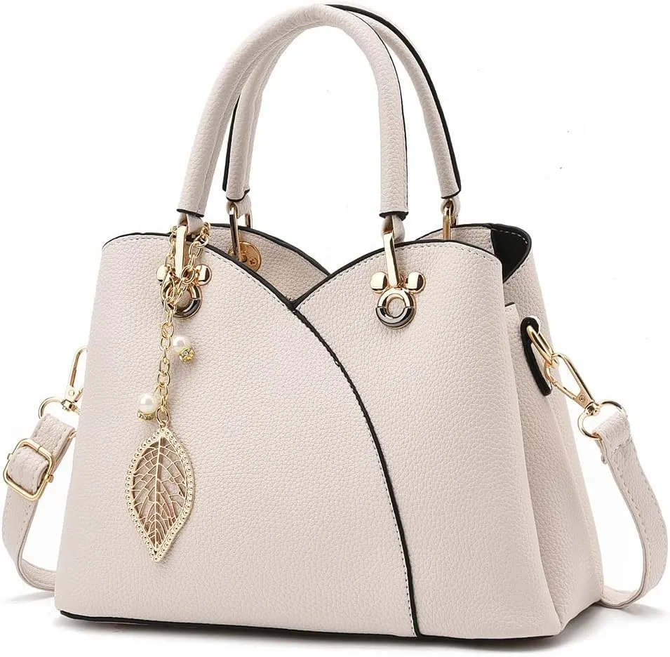 Women's Triple Zip Compartments Handbag Fashion Tote Bag Fashion Ladies Satchel Shoulder Top Handle Bag Work