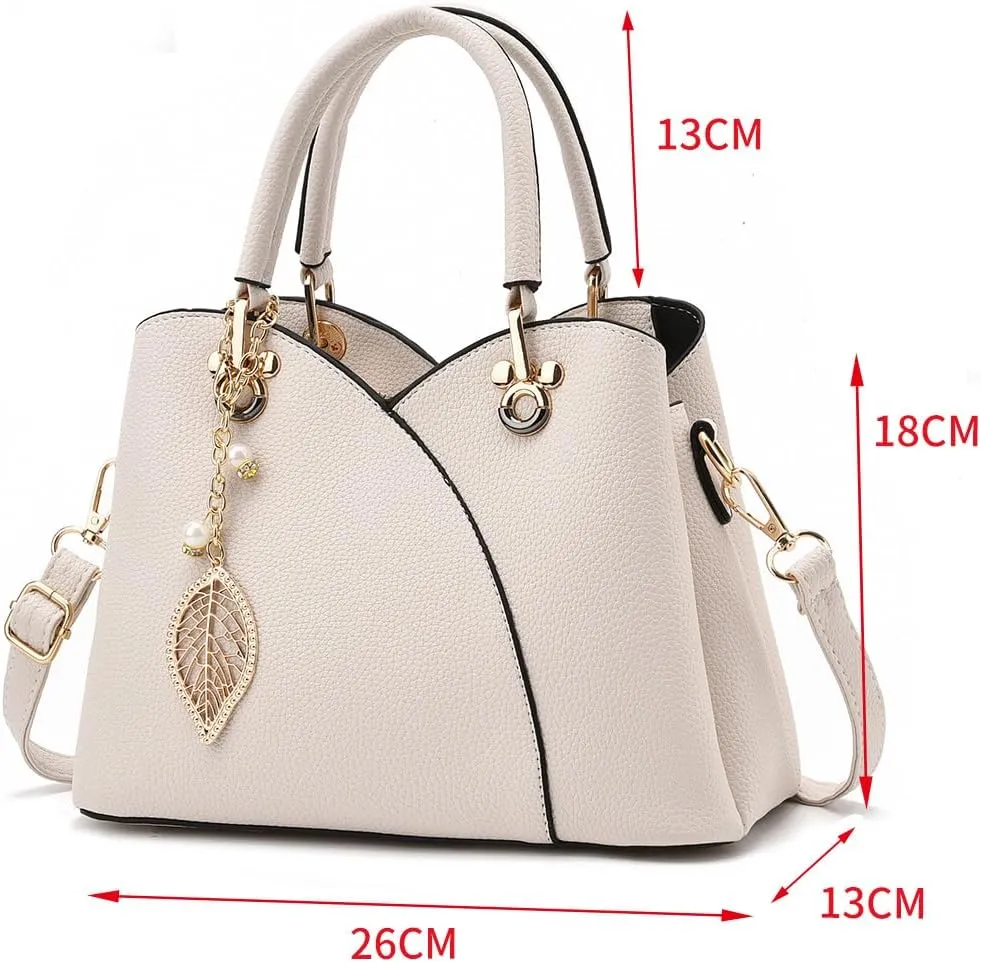 Women's Triple Zip Compartments Handbag Fashion Tote Bag Fashion Ladies Satchel Shoulder Top Handle Bag Work