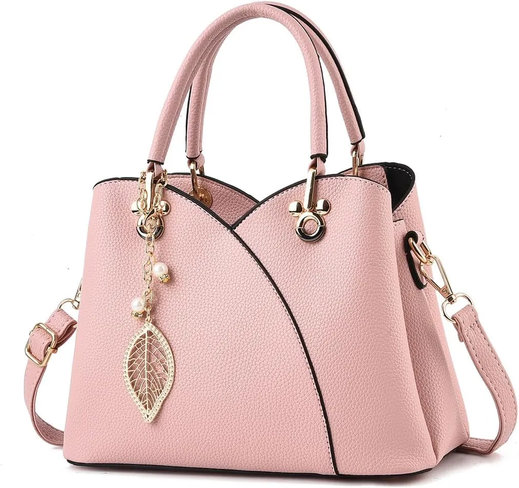Women's Triple Zip Compartments Handbag Fashion Tote Bag Fashion Ladies Satchel Shoulder Top Handle Bag Work