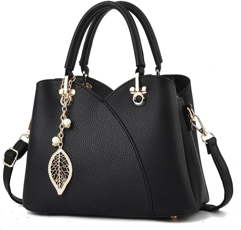 Women's Triple Zip Compartments Handbag Fashion Tote Bag Fashion Ladies Satchel Shoulder Top Handle Bag Work