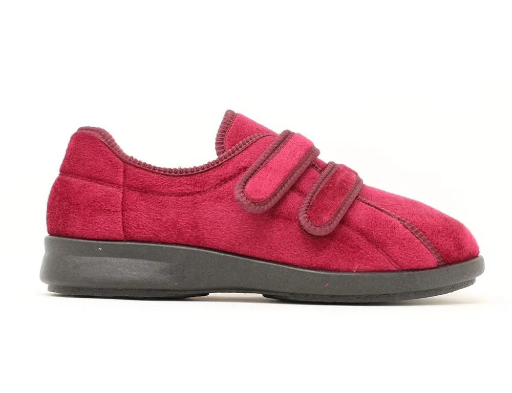 Womens Wide Fit Adjustable Eunice Burgundy Slippers