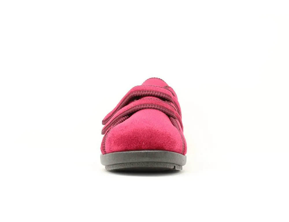 Womens Wide Fit Adjustable Eunice Burgundy Slippers