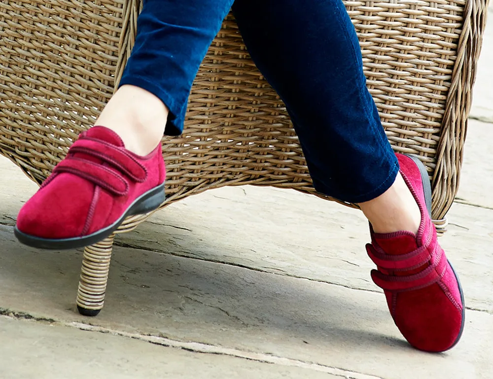 Womens Wide Fit Adjustable Eunice Burgundy Slippers