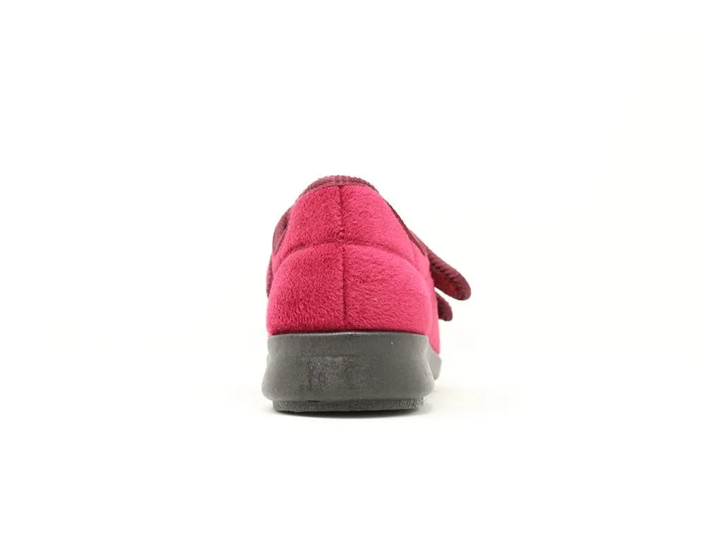 Womens Wide Fit Adjustable Eunice Burgundy Slippers