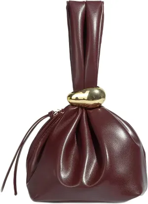 Women's Wrist Bag Wristlet Knot Pouch Soft Leather Clutch Purse Cute Evening Wallet Small Tote Handbags