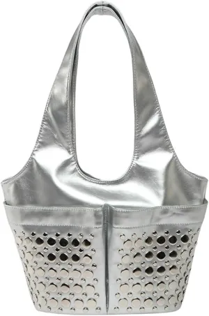Y2k 90s Studded Hobo Bags Women PU Leather Punk Crescent Crossbody Purse Satchels Trendy Underarm Shoulder Tote Handbag
