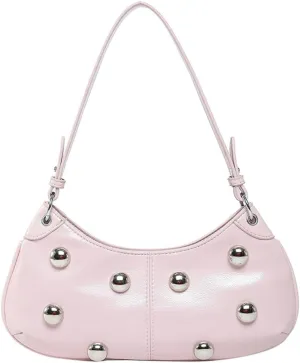 Y2k Crescent Hobo Bags Women Trendy 90s Punk PU Leather Studded Shoulder Satchels Crossbody Purse Underarm Tote Handbag