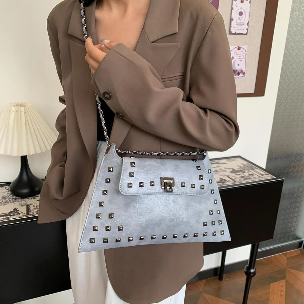 Y2k Studded Purse for Women Y2k Studded Crossbody Bag Studded Shoulder Bag Y2k Studded Satchels