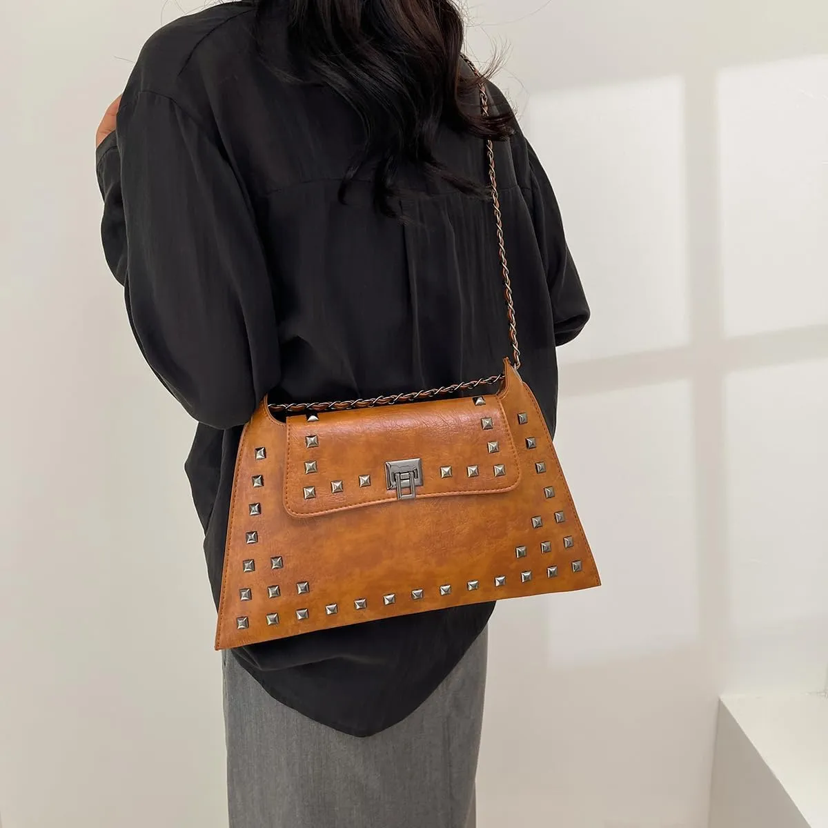 Y2k Studded Purse for Women Y2k Studded Crossbody Bag Studded Shoulder Bag Y2k Studded Satchels