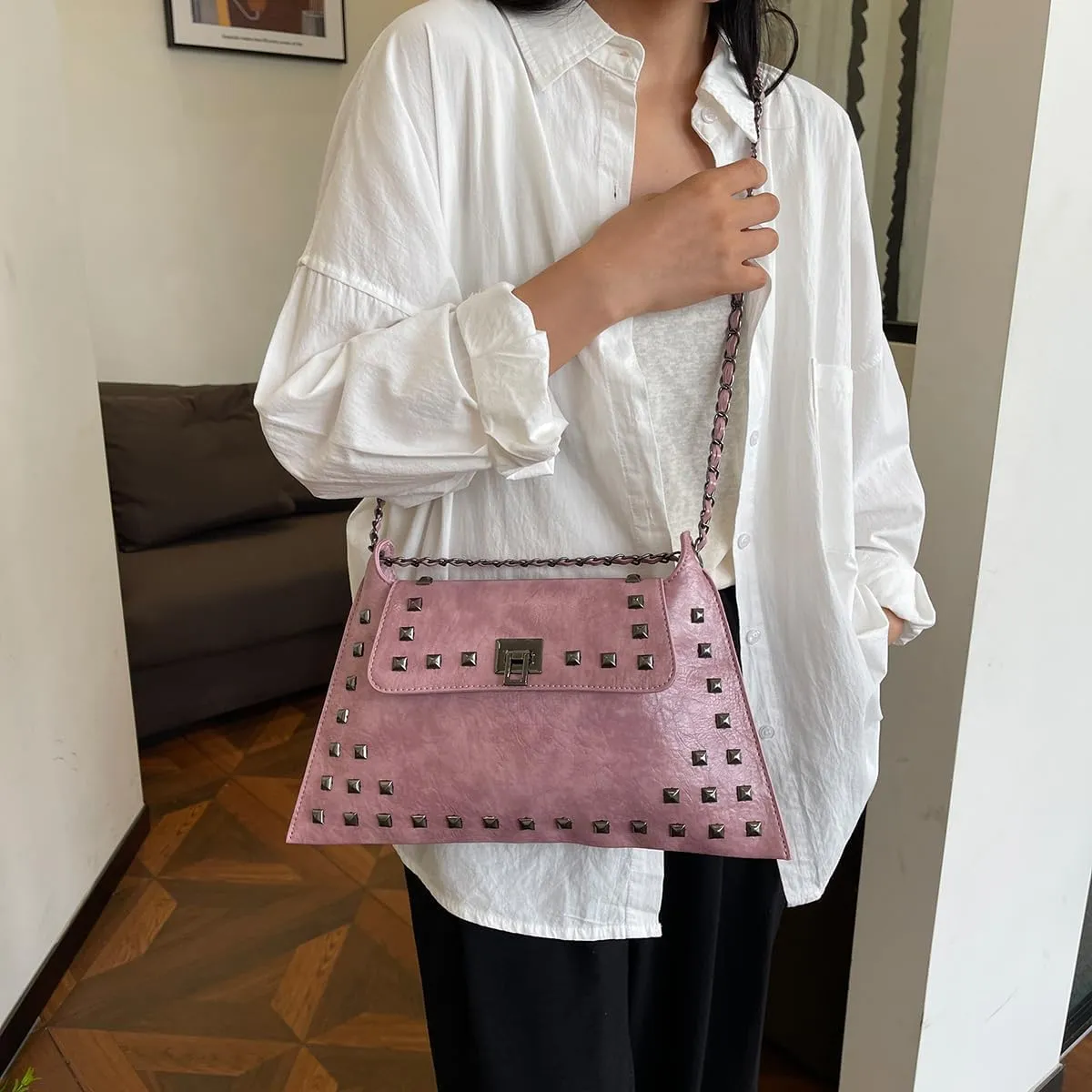 Y2k Studded Purse for Women Y2k Studded Crossbody Bag Studded Shoulder Bag Y2k Studded Satchels