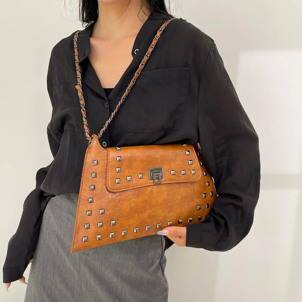 Y2k Studded Purse for Women Y2k Studded Crossbody Bag Studded Shoulder Bag Y2k Studded Satchels