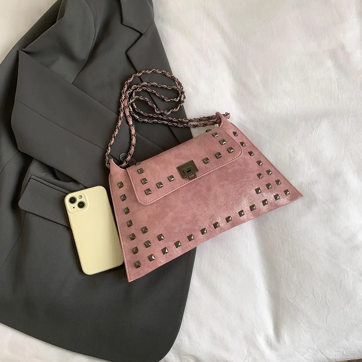 Y2k Studded Purse for Women Y2k Studded Crossbody Bag Studded Shoulder Bag Y2k Studded Satchels