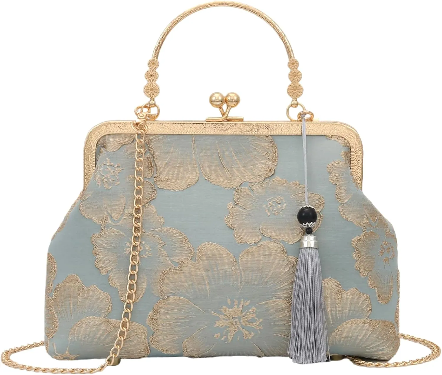 YeBon Retro Shoulder Chain Messenger Clutch Chinese Style Embroidered Jacquard Women's Evening Bags L