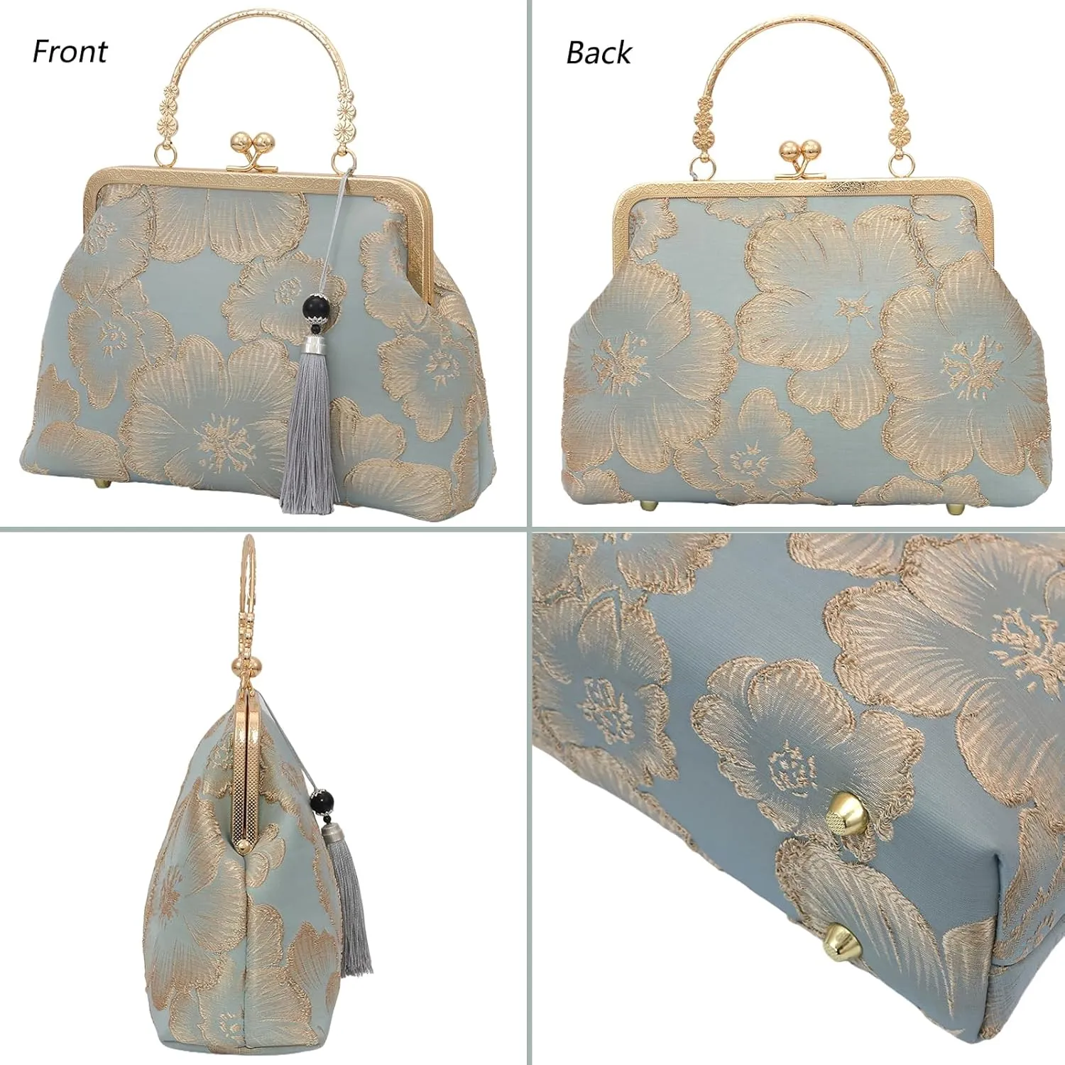 YeBon Retro Shoulder Chain Messenger Clutch Chinese Style Embroidered Jacquard Women's Evening Bags L