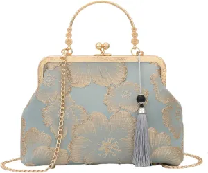 YeBon Retro Shoulder Chain Messenger Clutch Chinese Style Embroidered Jacquard Women's Evening Bags L
