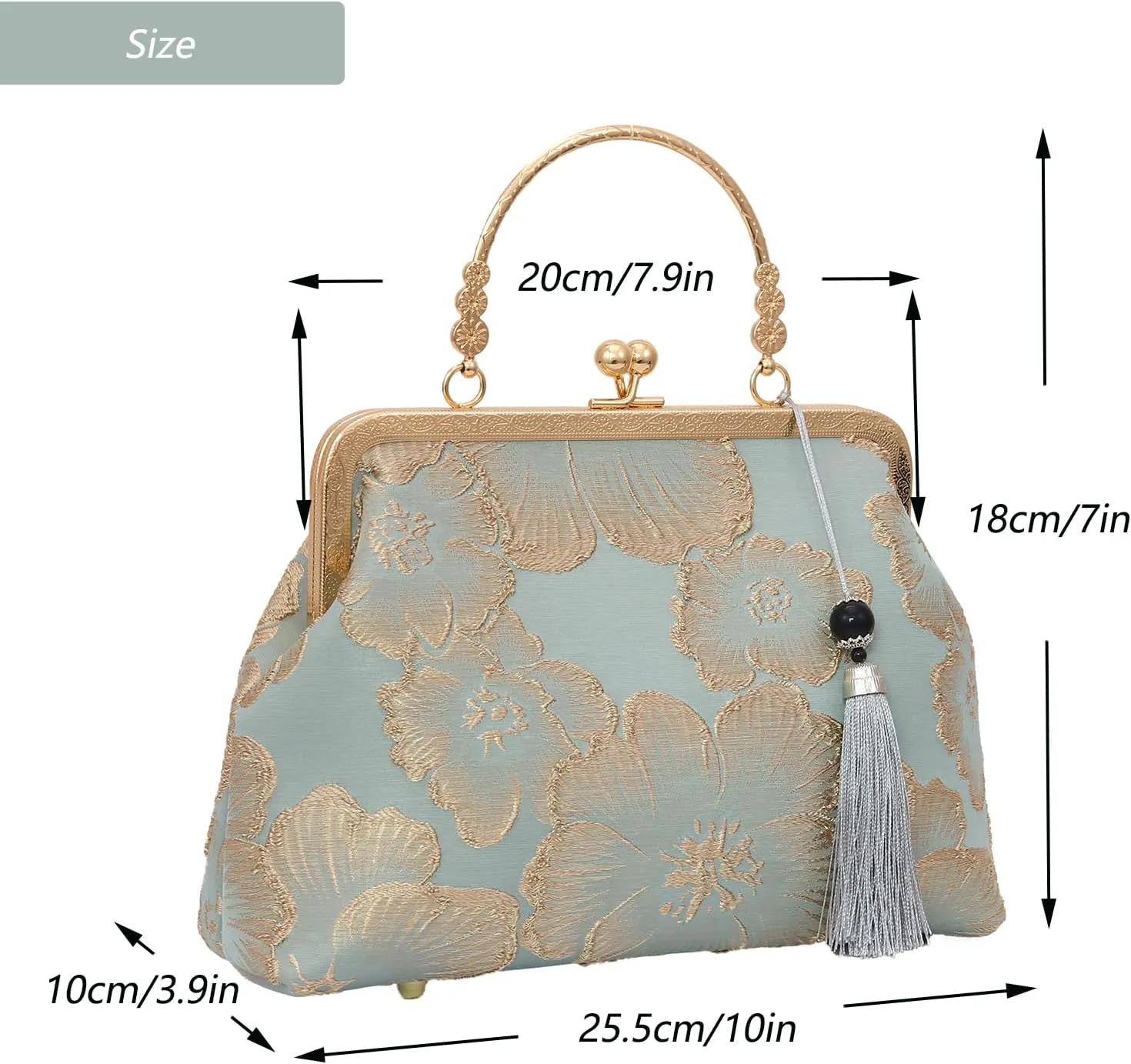 YeBon Retro Shoulder Chain Messenger Clutch Chinese Style Embroidered Jacquard Women's Evening Bags L