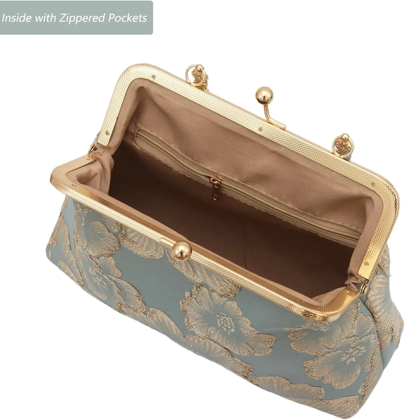 YeBon Retro Shoulder Chain Messenger Clutch Chinese Style Embroidered Jacquard Women's Evening Bags L
