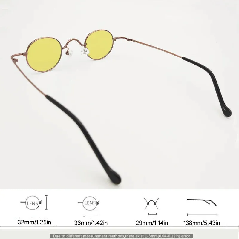 Yujo Unisex Full Rim Small Round Titanium Polarized Sunglasses 3629s