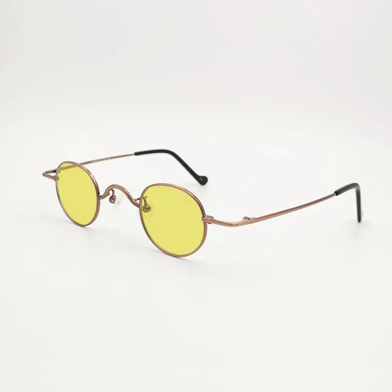 Yujo Unisex Full Rim Small Round Titanium Polarized Sunglasses 3629s
