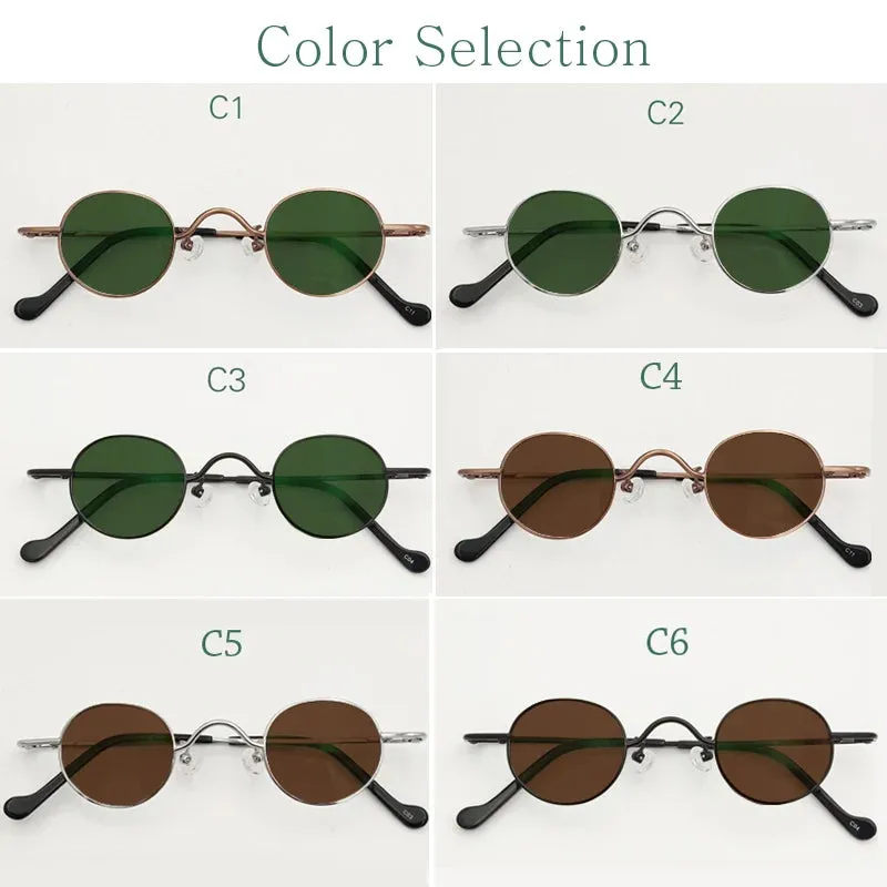 Yujo Unisex Full Rim Small Round Titanium Polarized Sunglasses 3629s