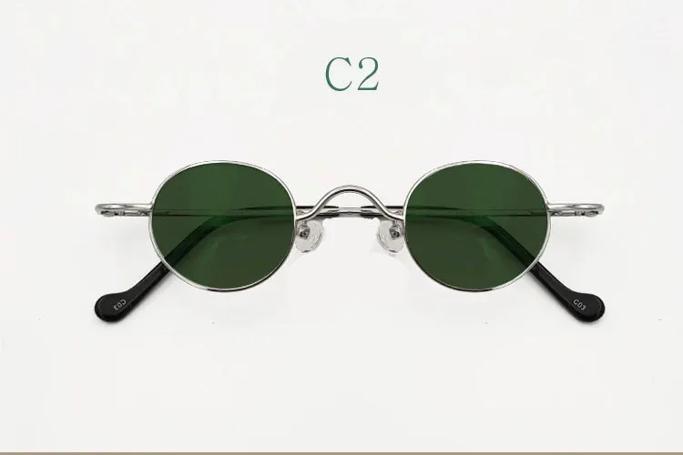 Yujo Unisex Full Rim Small Round Titanium Polarized Sunglasses 3629s