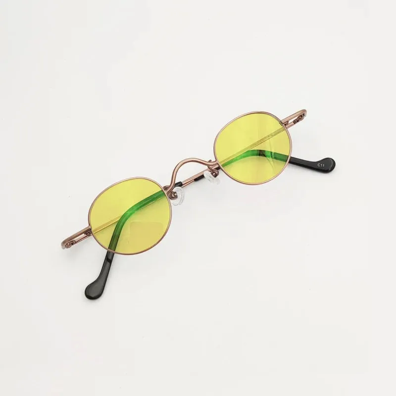 Yujo Unisex Full Rim Small Round Titanium Polarized Sunglasses 3629s